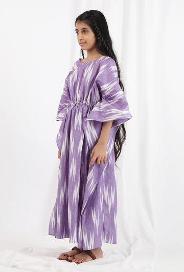 Violet Ikat Kaftan Cotton Dress